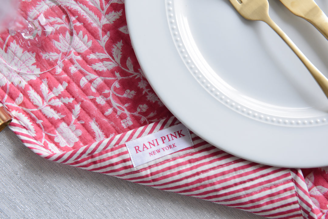 Hand-block Printed Reversible Quilted Placemat (Set of 4)