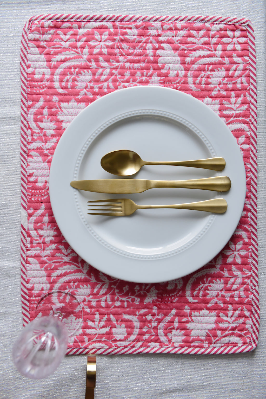 Hand-block Printed Reversible Quilted Placemat (Set of 4)