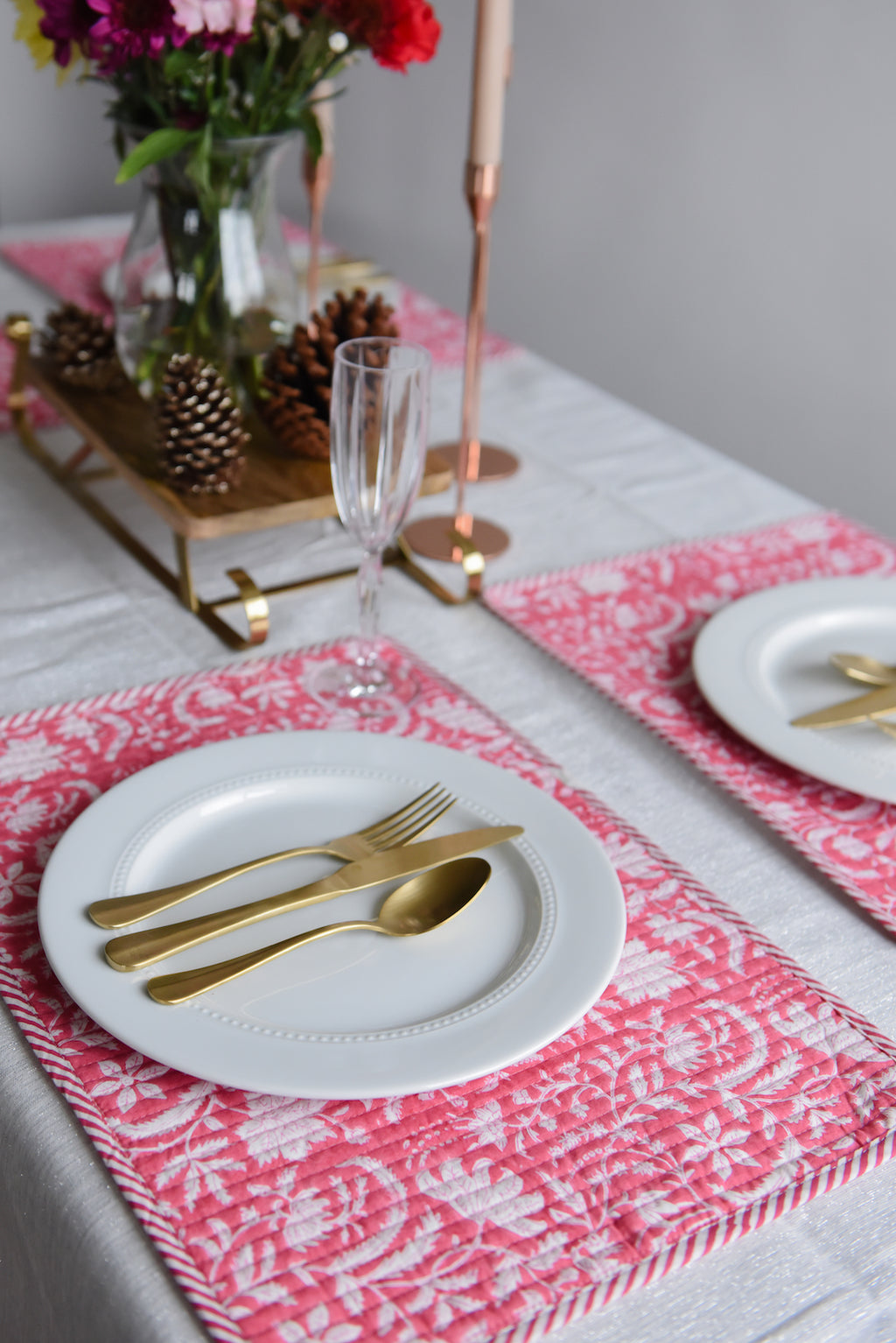 Hand-block Printed Reversible Quilted Placemat (Set of 4)