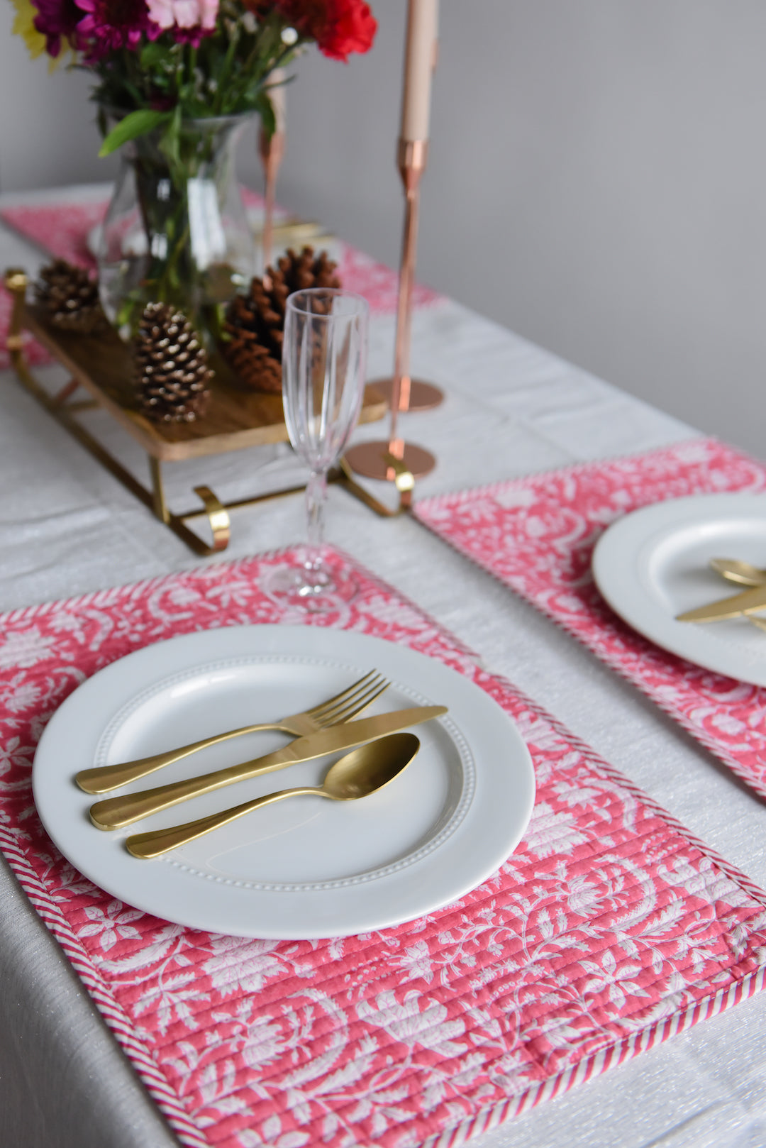 Hand-block Printed Reversible Quilted Placemat (Set of 4)