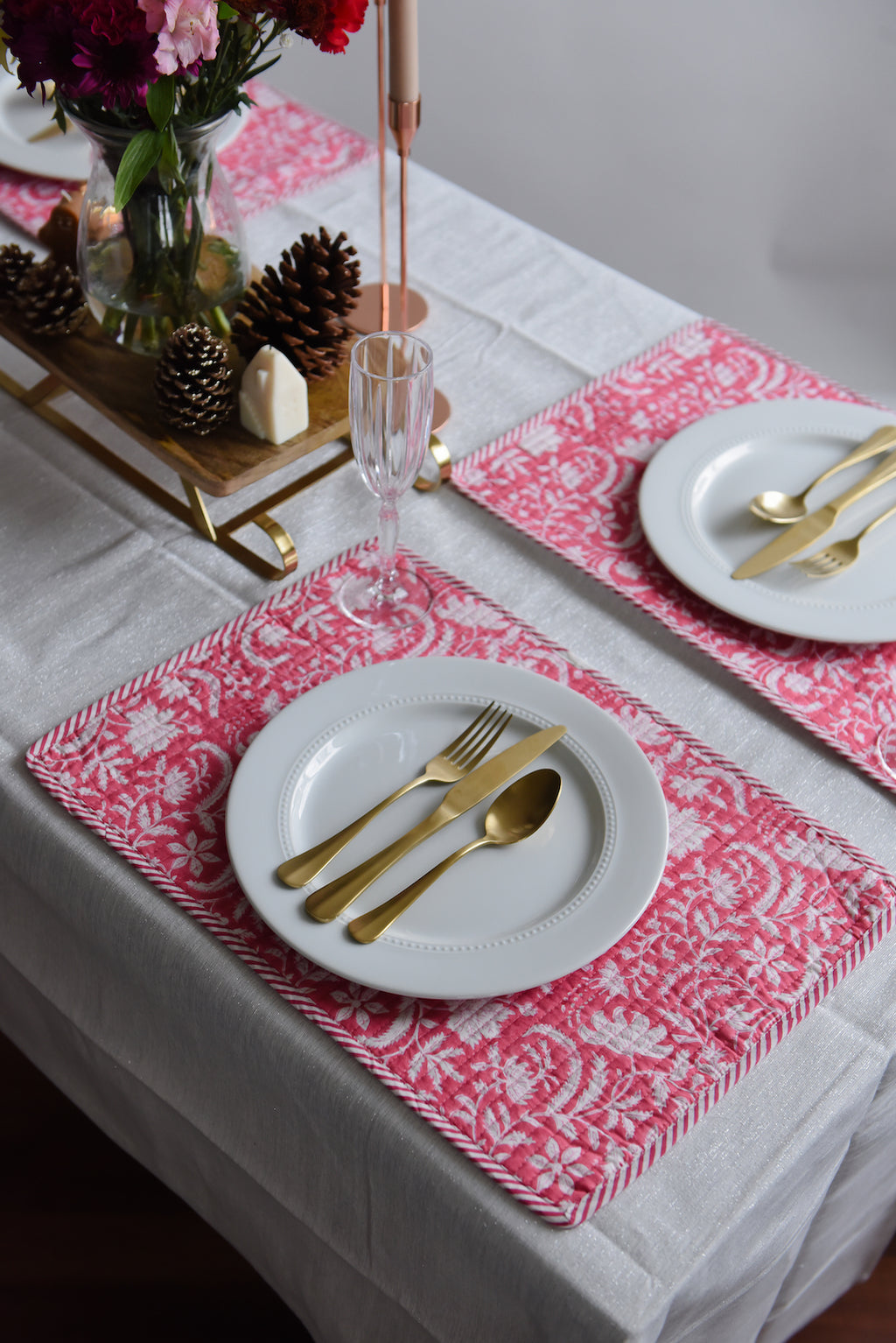 Hand-block Printed Reversible Quilted Placemat (Set of 4)