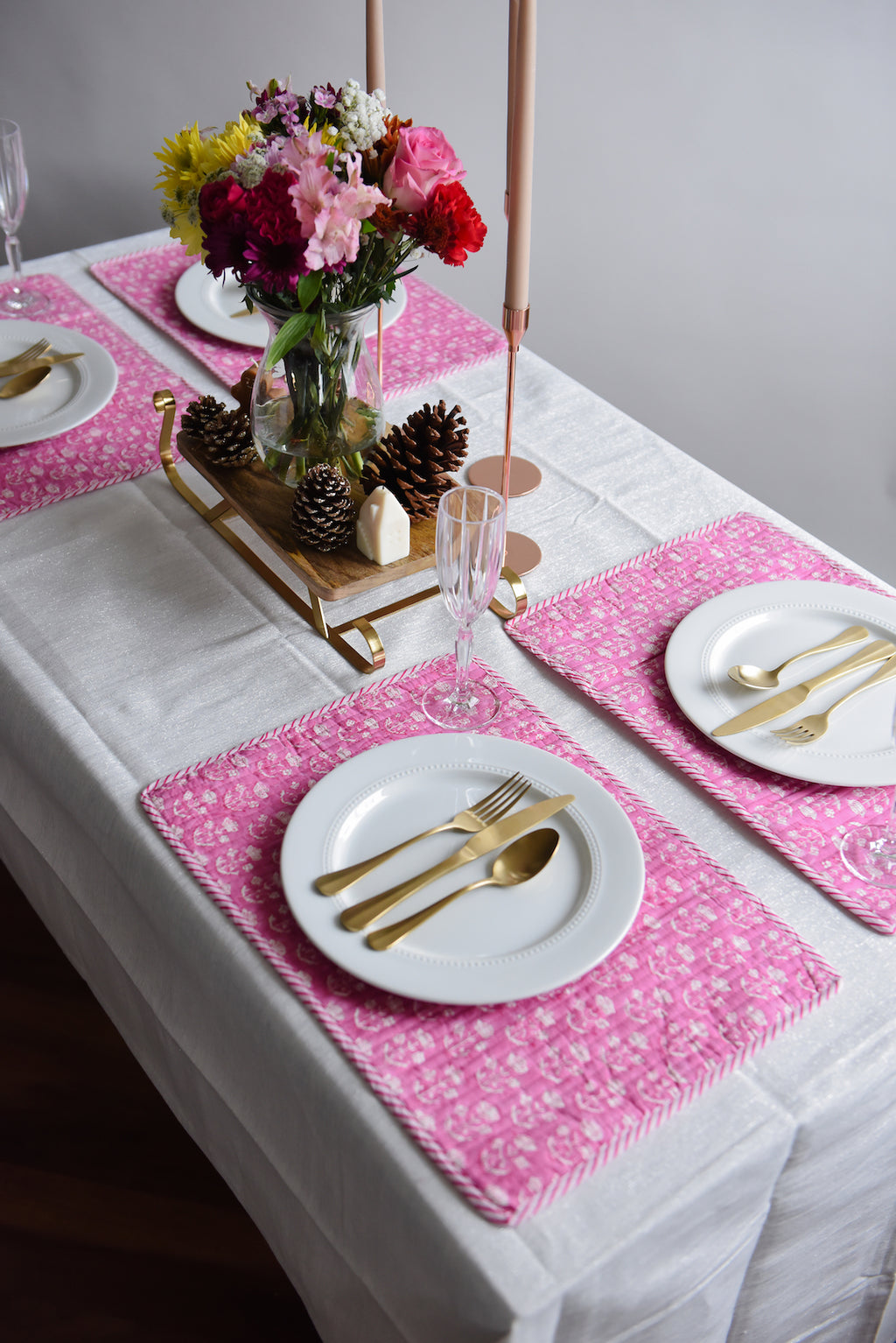 Hand-block Printed Reversible Quilted Placemat (Set of 4)