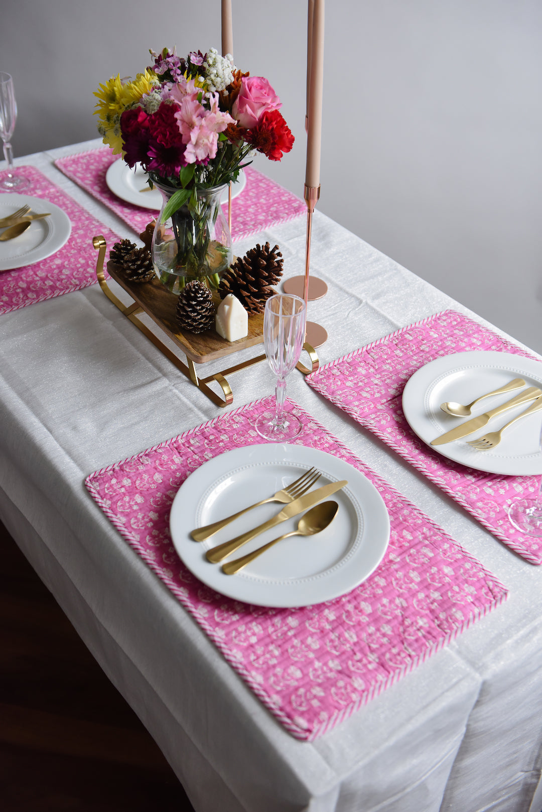 Hand-block Printed Reversible Quilted Placemat (Set of 4)
