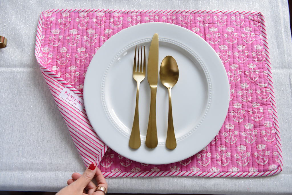 Hand-block Printed Reversible Quilted Placemat (Set of 4)