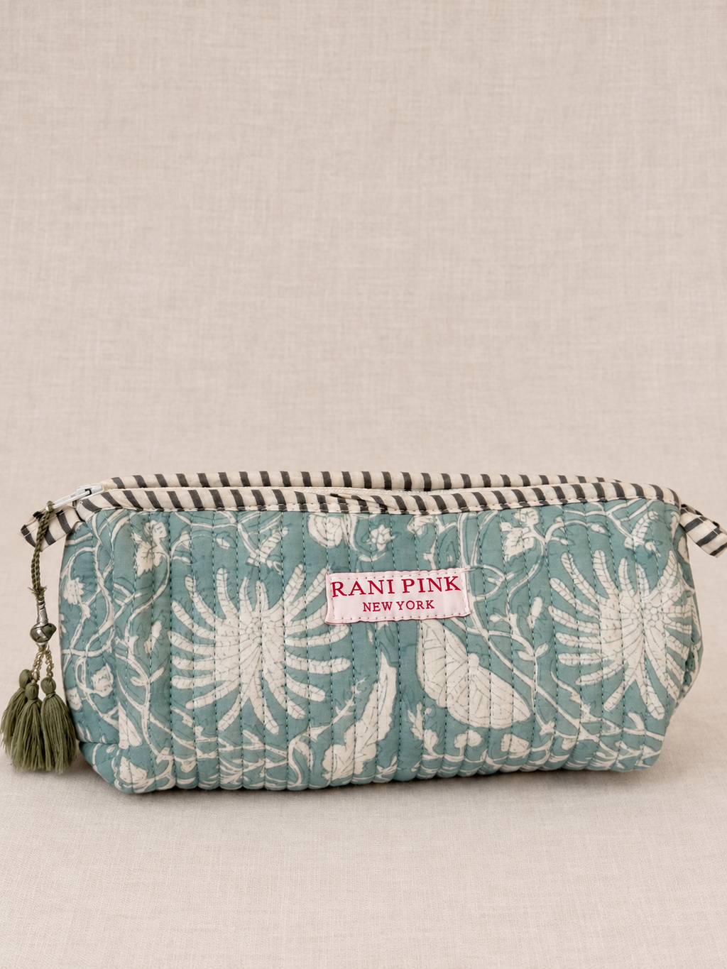 Hand-Block Printed Quilted Cotton Pencil Pouch